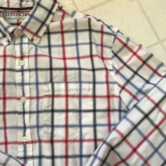 OLD NAVY Plaid ‘The Classic Shirt’ Slim Fit - Picture 4 of 7
